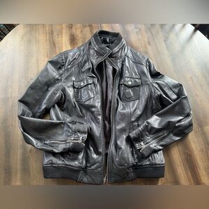 Guess Leather Bomber Jacket